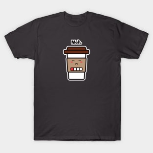 Meh. | Coffee Cup | Charging | Low Battery | Cute Kawaii | Dark Gray T-Shirt